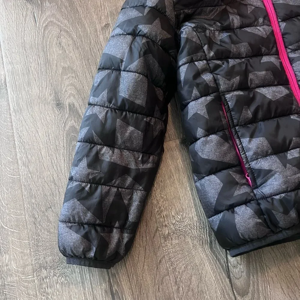 Xersion Girls Black Hooded Midweight Puffer Jacket 10-12